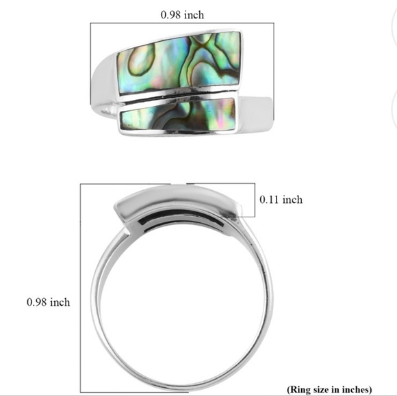 NWT Sajen Silver Abalone Shell Bypass Ring in Sterling Silver Size 5 - Picture 12 of 13